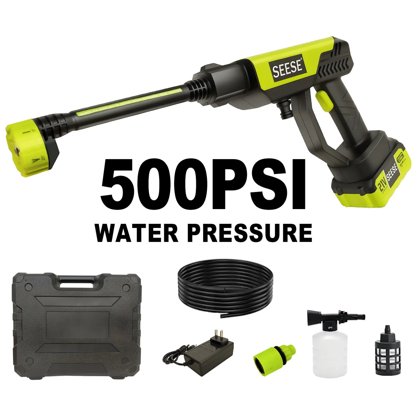 SEESE Cordless Pressure Washer and Single Port Charger Base, Bottle Portable Washer for Car,Home Cleaning & Garden Watering Backtoschool