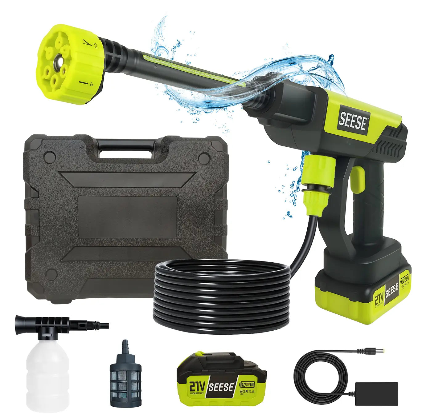 SEESE Cordless Pressure Washer and Single Port Charger Base, Bottle Portable Washer for Car,Home Cleaning & Garden Watering Backtoschool